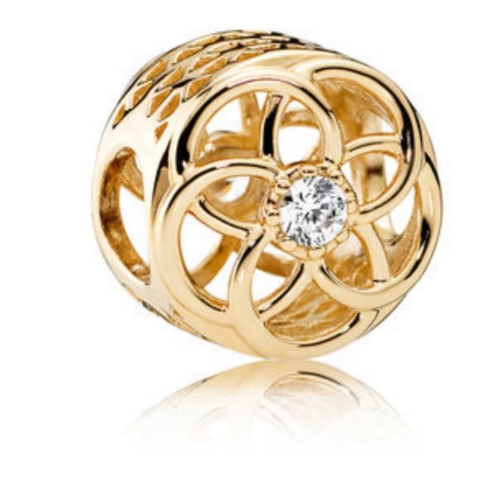 Pandora LOVING BLOOM CHARM, 14K GOLD & CLEAR CZs